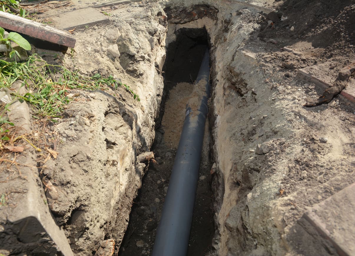 Sewer Line in Trench